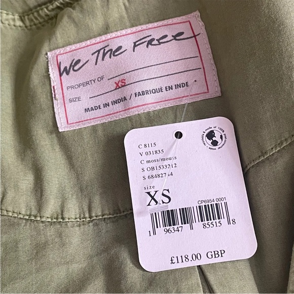Free People We The Free Green Dusty River Gilet Vest Jacket XS Oversize Fit BNWT - Picture 4 of 9